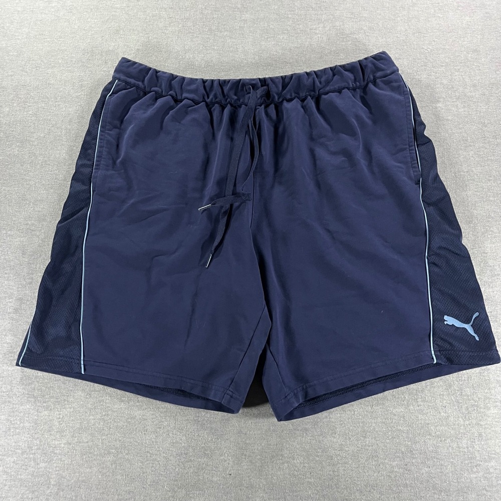 Puma Mens XL Athletic Shorts Navy Blue Mesh Side Panel Drawstring 679940-06